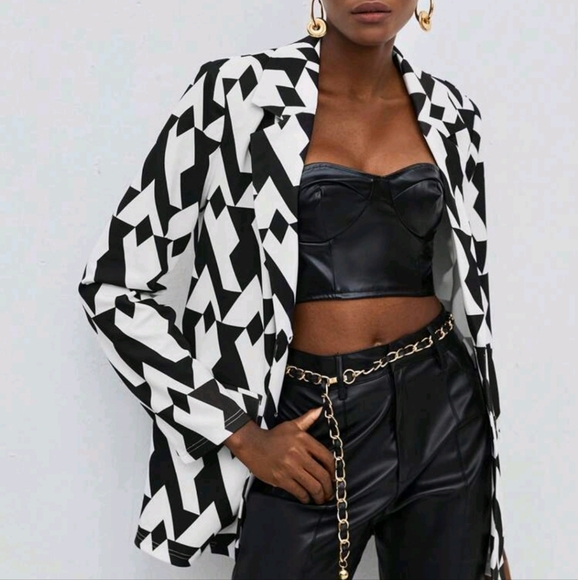 Jackets & Blazers - Allover Print Lapel Neck Blazer